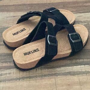 Muk Luks Black Cork Sandals